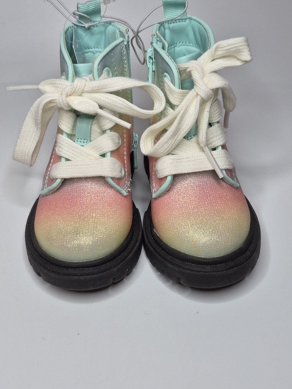 Cat & Jack Pastel Ombre Lace-Up Boots in Mint and Pink
